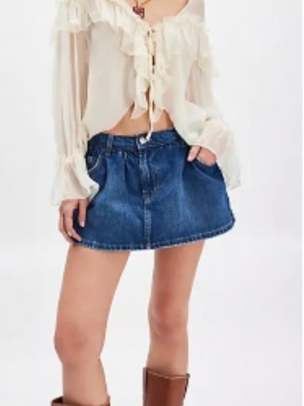 We The Free x Free People Aura Blue Demi Denim Skort Size 30